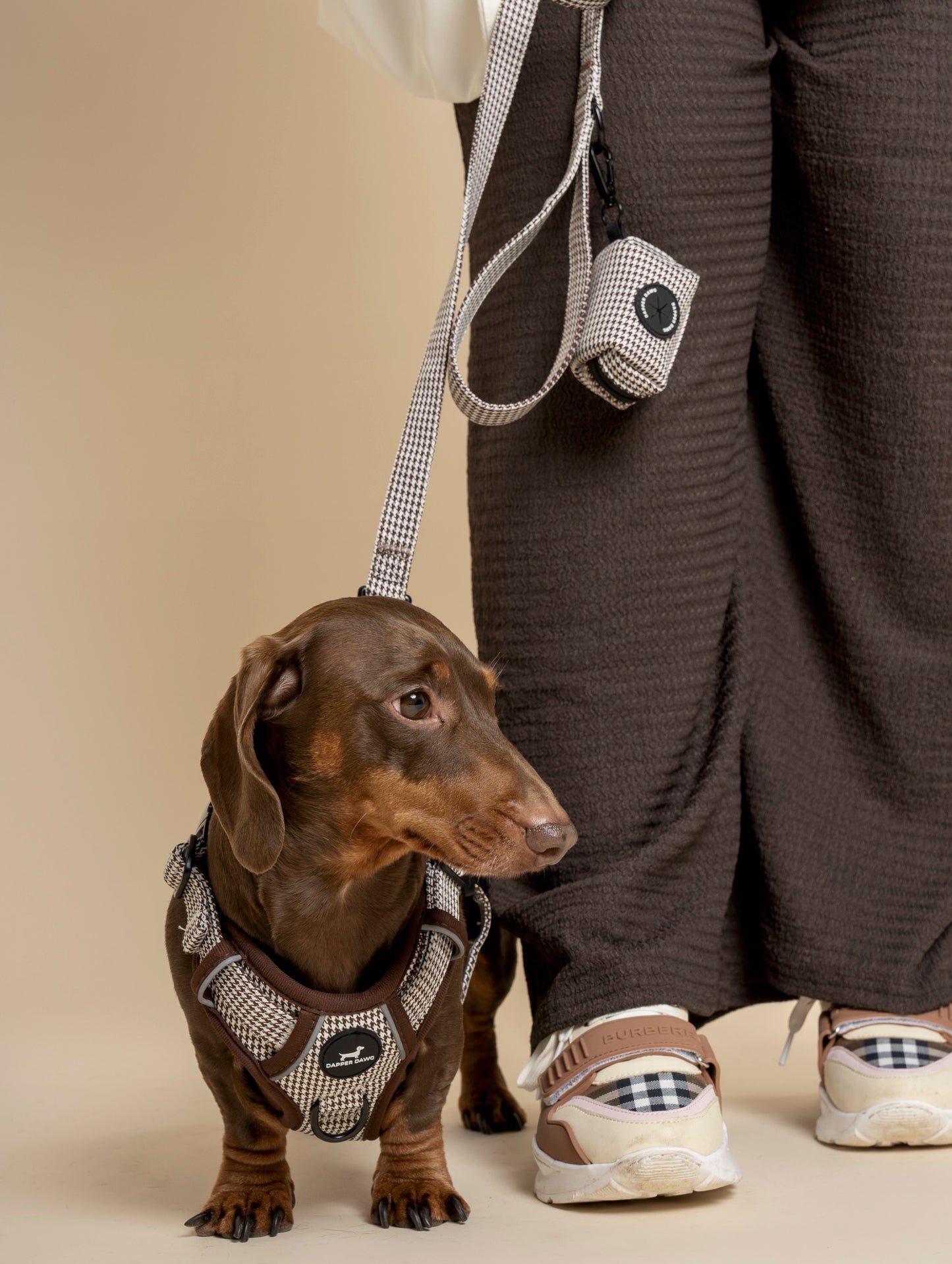Poo Bag Holder - Espresso Houndstooth