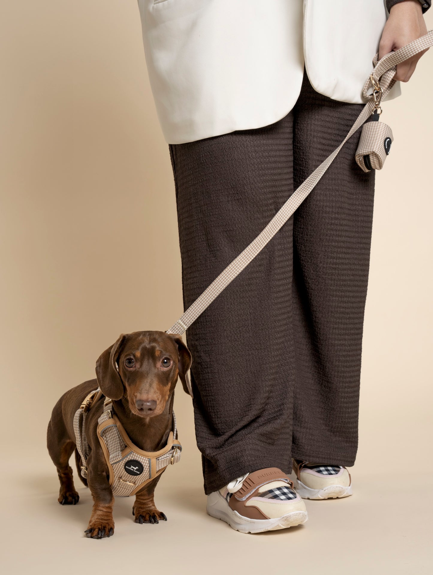 Lead - Beige & Bone Houndstooth