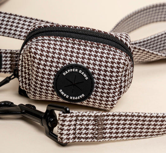 Poo Bag Holder - Espresso Houndstooth
