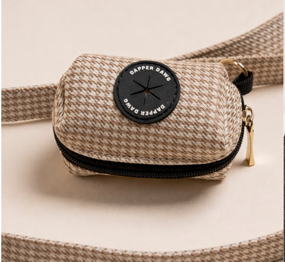 Poo Bag Holder - Beige & Bone Houndstooth