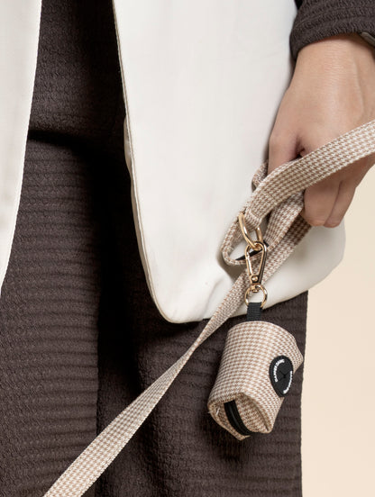 Poo Bag Holder - Beige & Bone Houndstooth