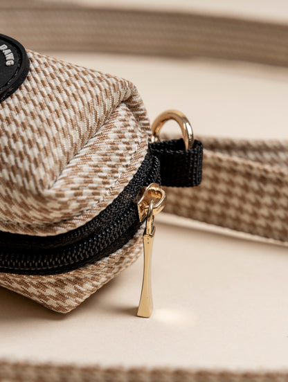 Poo Bag Holder - Beige & Bone Houndstooth