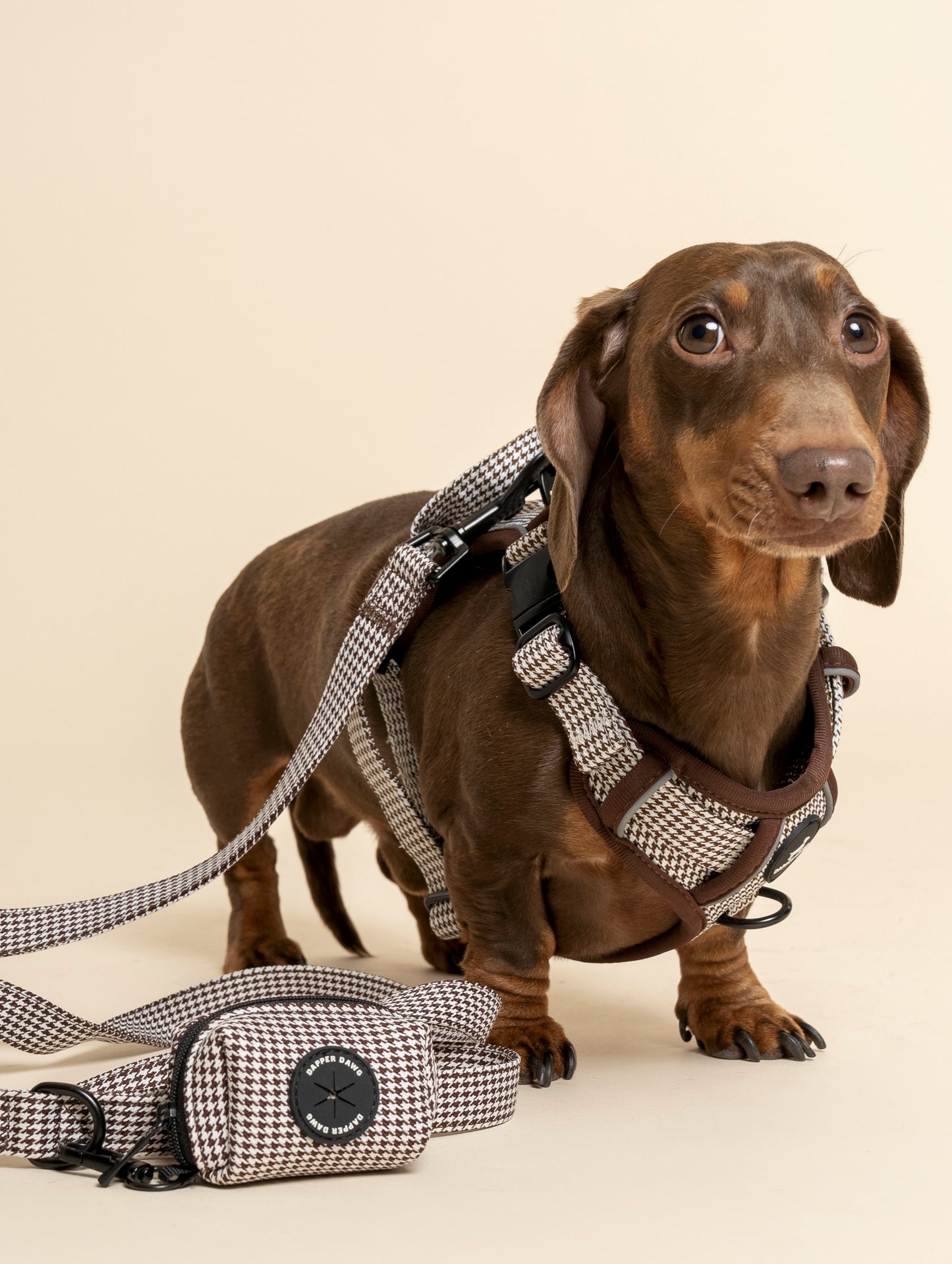 Poo Bag Holder - Espresso Houndstooth